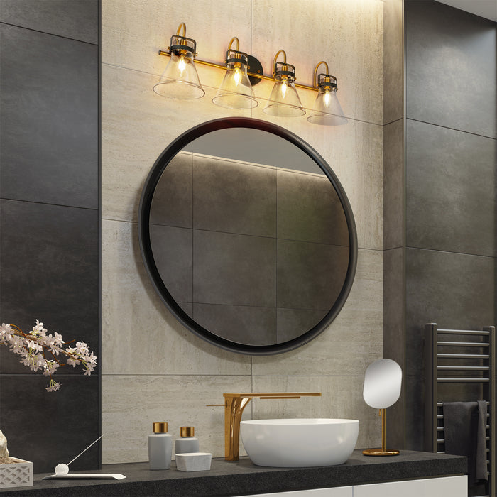 Xylono 4-Light Black and Brass Bathroom Vanity Light