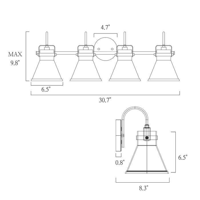 Xylono 4-Light Black and Brass Bathroom Vanity Light