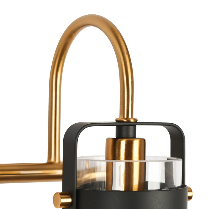 Xylono 4-Light Black and Brass Bathroom Vanity Light