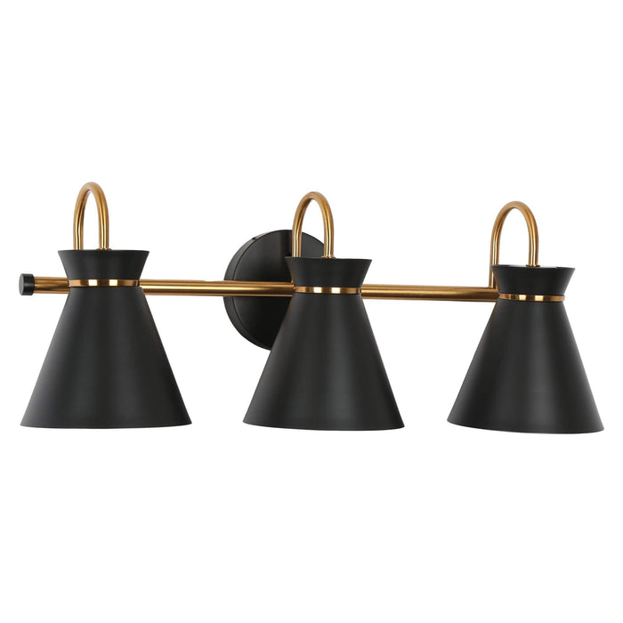 Noah 3-Light Black and Brass Bathroom Vanity Light