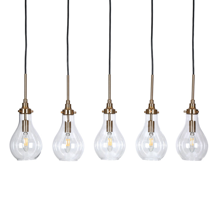 Luxite 5-Light Black and Brass Island Lights