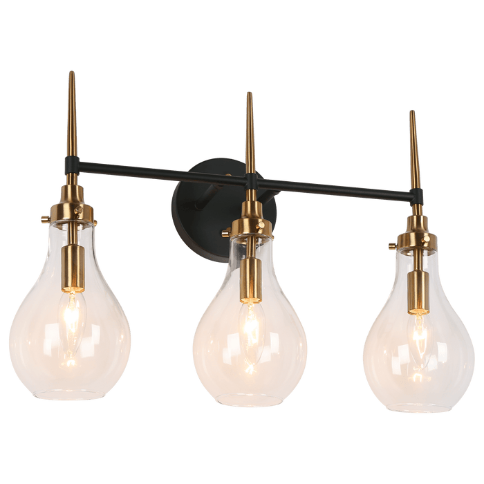 Luxite 3-Light Black and Brass Bathroom Vanity Light