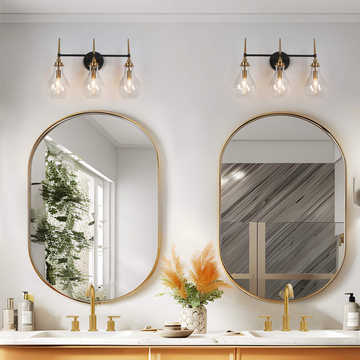 Luxite 3-Light Black and Brass Bathroom Vanity Light