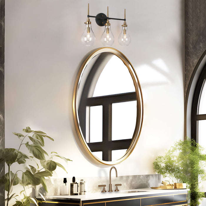 Luxite 3-Light Black and Brass Bathroom Vanity Light