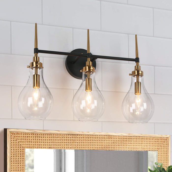 Luxite 3-Light Black and Brass Bathroom Vanity Light