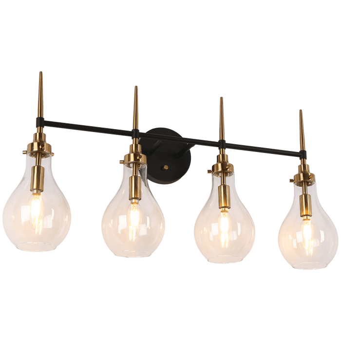Luxite 4-Light Black and Brass Bathroom Vanity Light