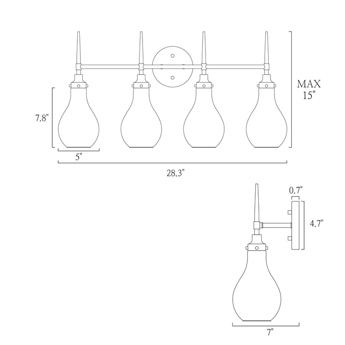 Luxite 4-Light Black and Brass Bathroom Vanity Light
