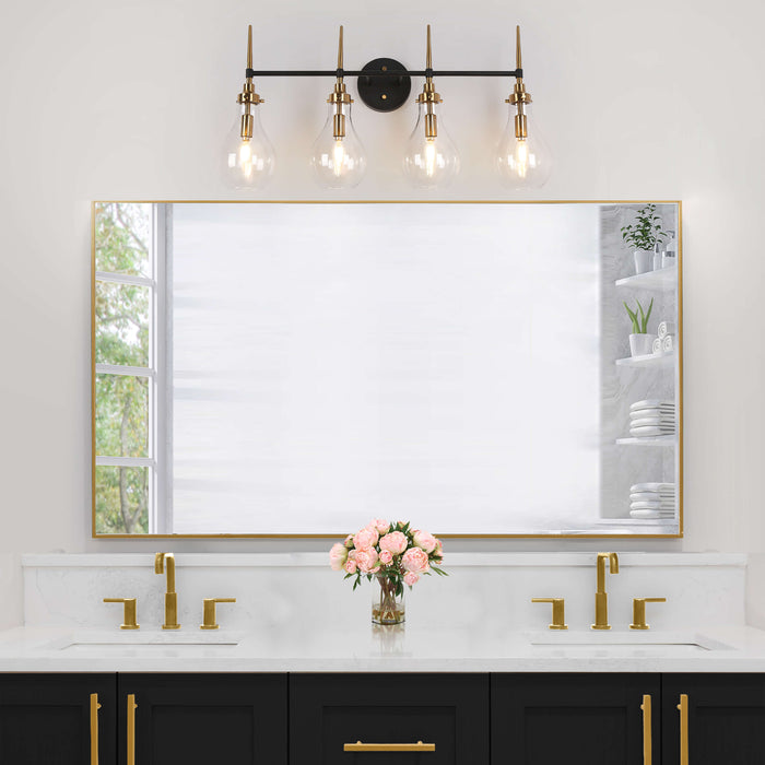 Luxite 4-Light Black and Brass Bathroom Vanity Light