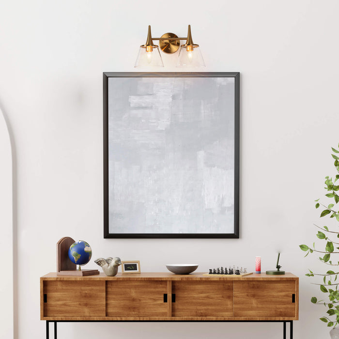 Quordi 2-Light Brass Bathroom Vanity Light