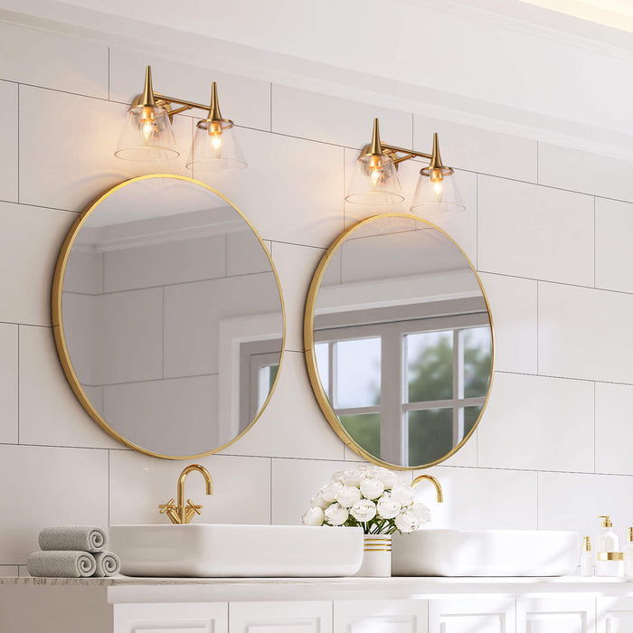 Quordi 2-Light Brass Bathroom Vanity Light