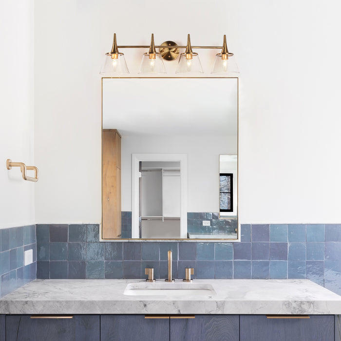 Quordi 4-Light Brass Bathroom Vanity Light