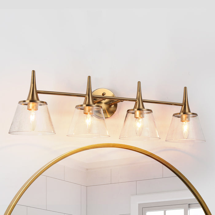 Quordi 4-Light Brass Bathroom Vanity Light