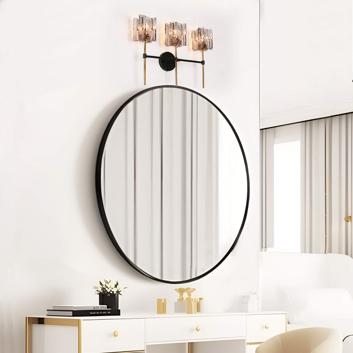 Echona 3-Light Black and Brass Bathroom Vanity Light