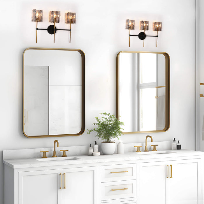 Echona 3-Light Black and Brass Bathroom Vanity Light