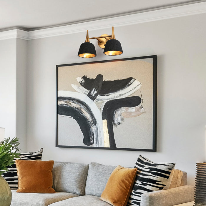 Contia 2-Light Black and Brass Bathroom Vanity Light