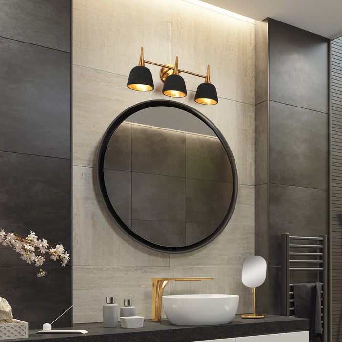 Contia 3-Light Black and Brass Bathroom Vanity Light
