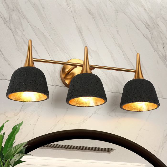 Contia 3-Light Black and Brass Bathroom Vanity Light