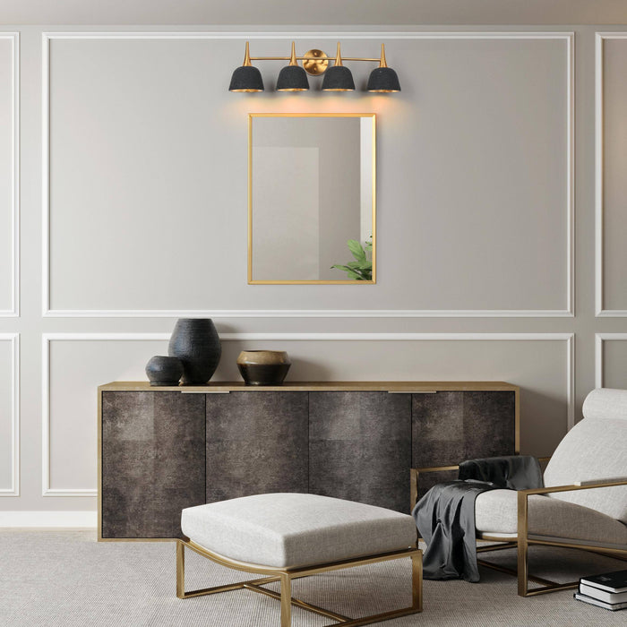 Contia 4-Light Black and Brass Bathroom Vanity Light