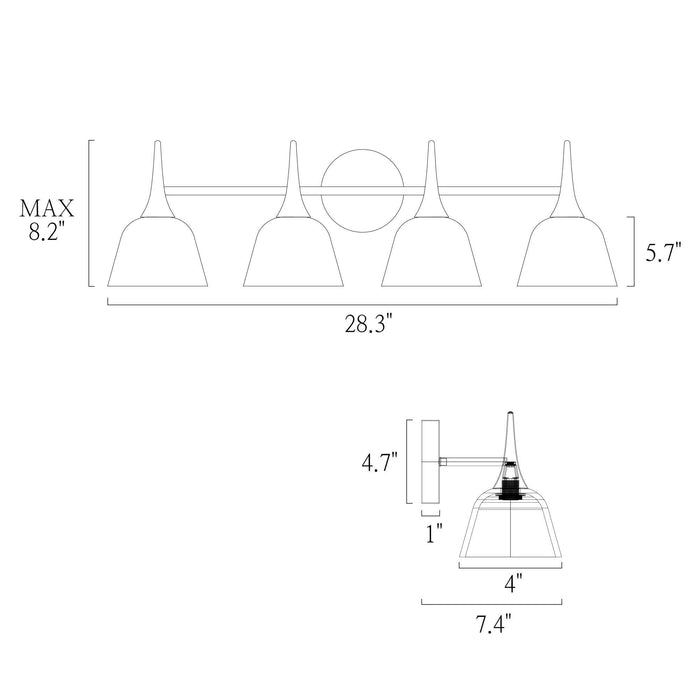 Contia 4-Light Black and Brass Bathroom Vanity Light