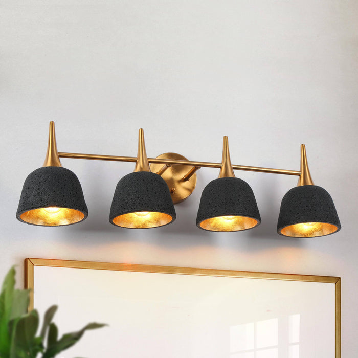 Contia 4-Light Black and Brass Bathroom Vanity Light