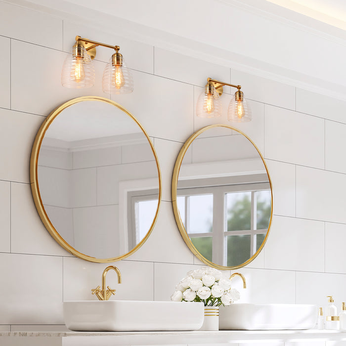 Hydret 2-Light Brass Bathroom Vanity Light