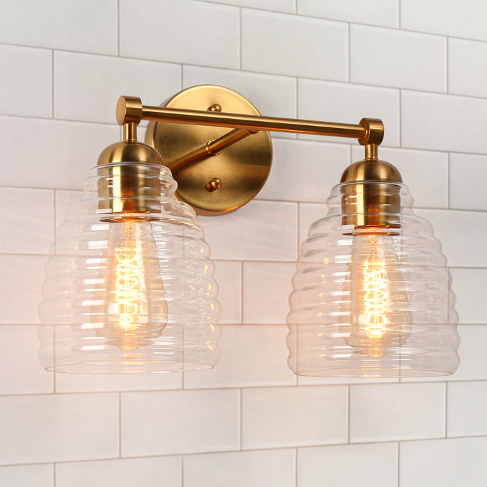 Hydret 2-Light Brass Bathroom Vanity Light