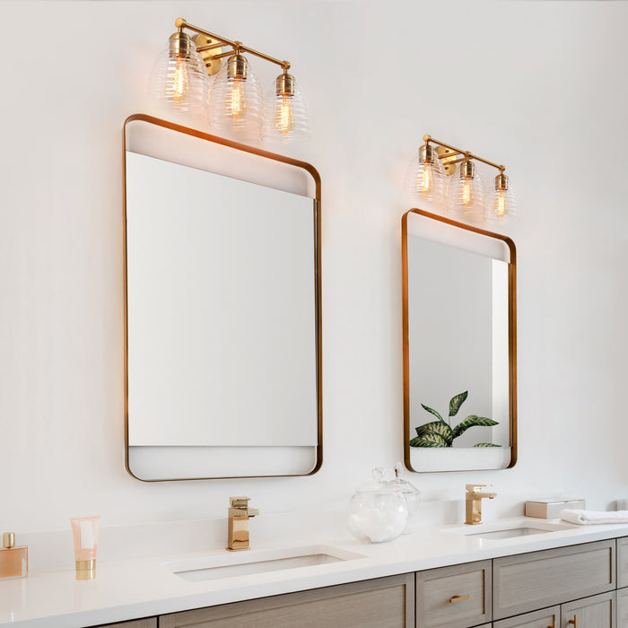 Hydret 3-Light Brass Bathroom Vanity Light