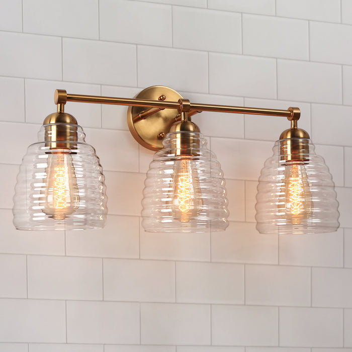 Hydret 3-Light Brass Bathroom Vanity Light