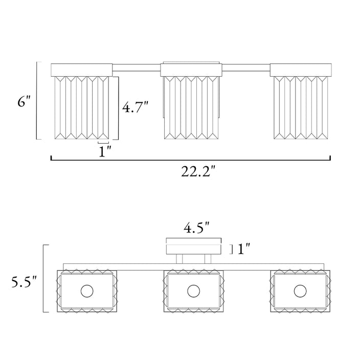 Labrite 3-Light Brass Bathroom Vanity Light
