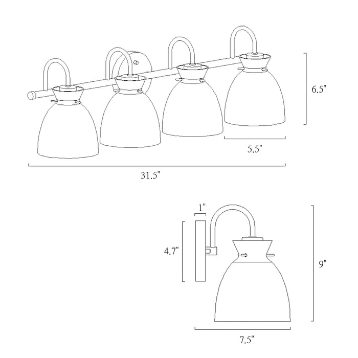 Ravilen 4-Light Black and Brass Bathroom Vanity Light