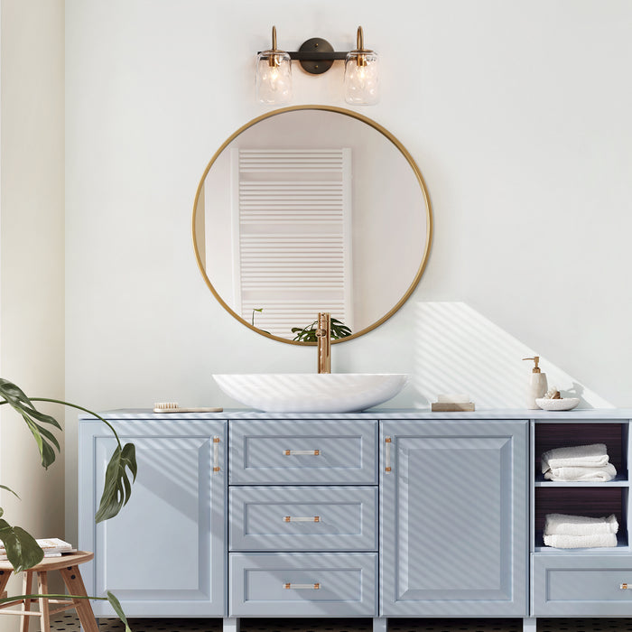 Erhart 2-Light Black and Brass Bathroom Vanity Light