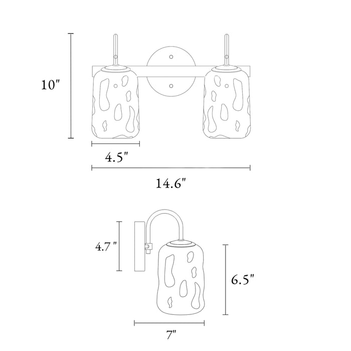 Erhart 2-Light Black and Brass Bathroom Vanity Light