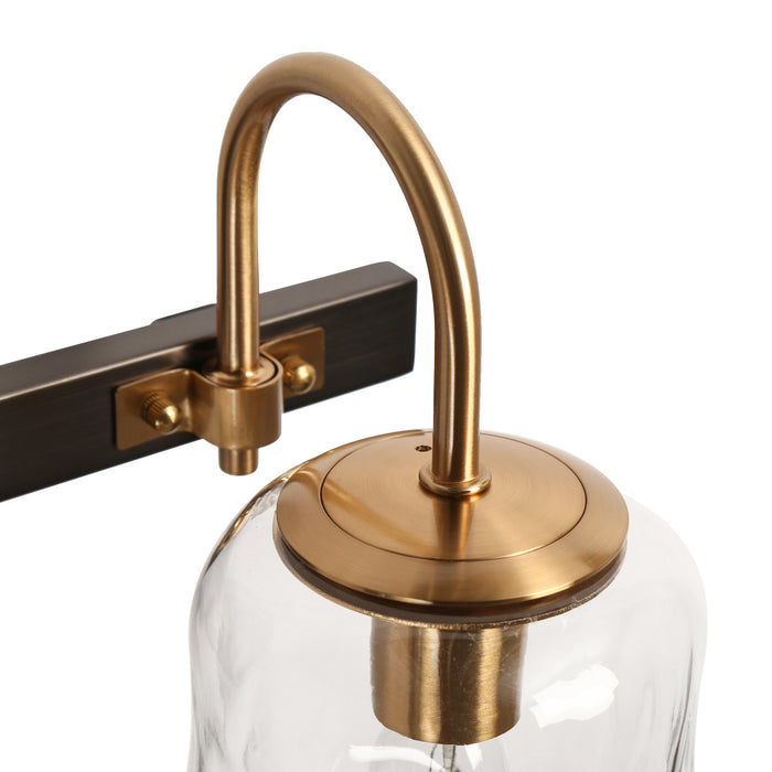 Erhart 2-Light Black and Brass Bathroom Vanity Light