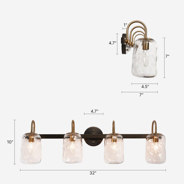 Erhart 4-Light Black and Brass Bathroom Vanity Light