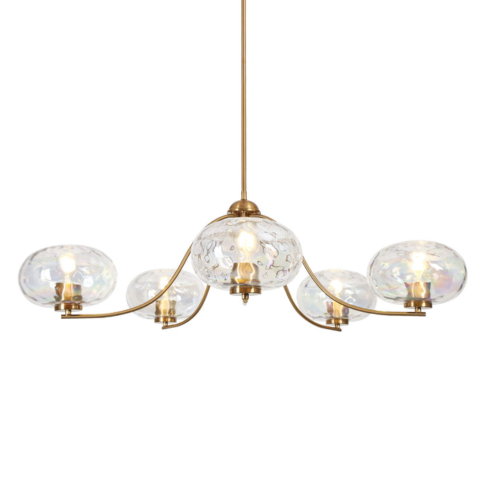 Teveris 5-Light Brass Colored Glass Chandelier