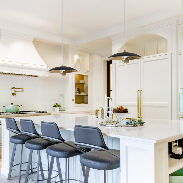 Joviren 1-Light LED Black and Brass Pendant Light