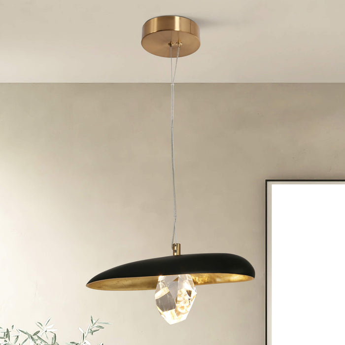 Sylina 1-Light LED Black and Brass Pendant Light