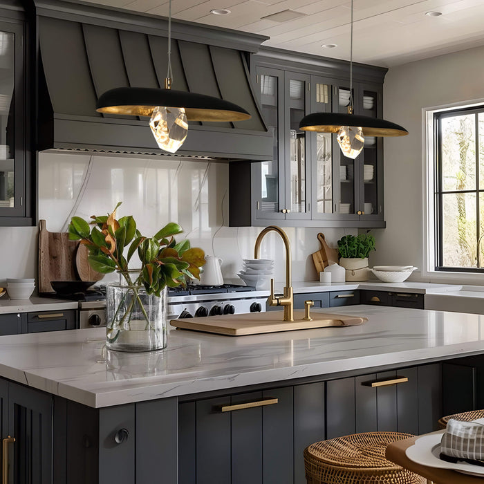 Sylina 1-Light LED Black and Brass Pendant Light