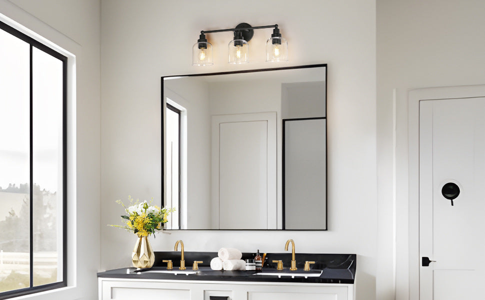 Qirveln 3-Light Black Bathroom Vanity Light