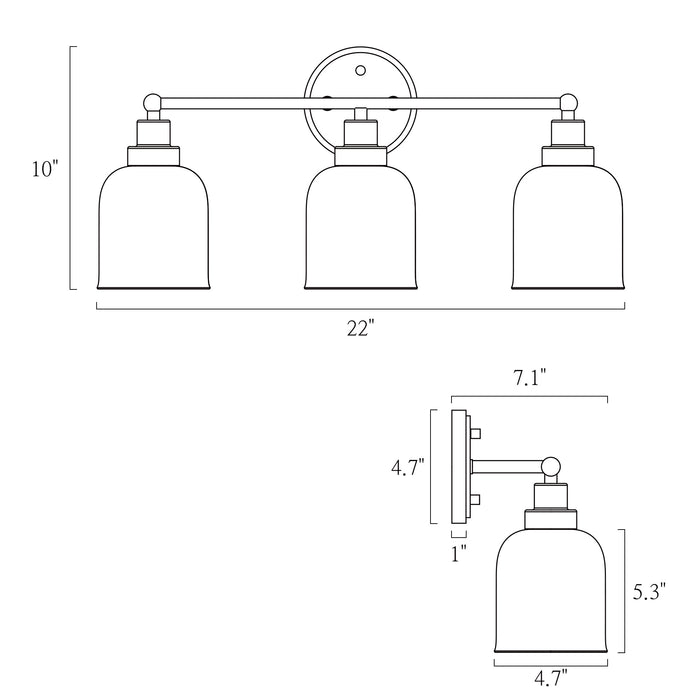 Qirveln 3-Light Black Bathroom Vanity Light