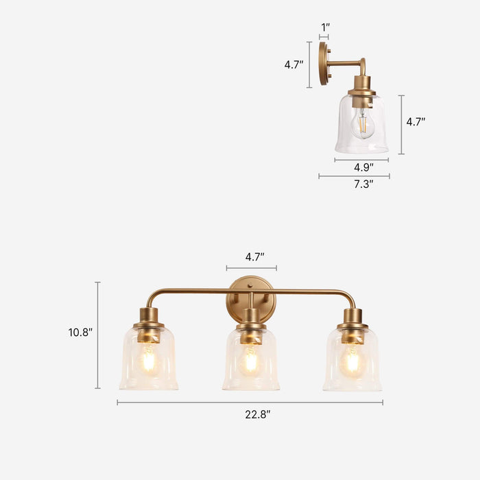 Morrisa 3-Light Gold Bathroom Vanity Light