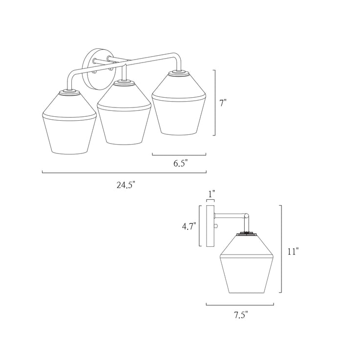 Zorelyn 3-Light Gold Bathroom Vanity Light