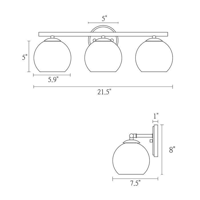 Rivolen 3-Light Black Bathroom Vanity Light