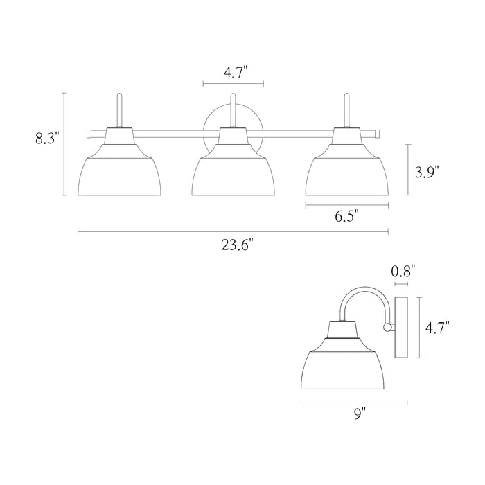 Eldavon 3-Light Black Bathroom Vanity Light