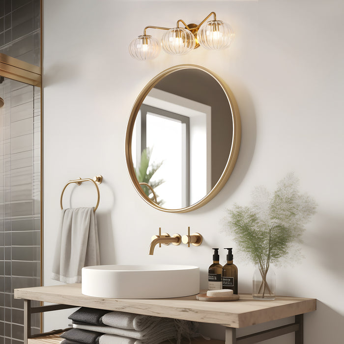 Briefbe 3-Light Brass Bathroom Vanity Light