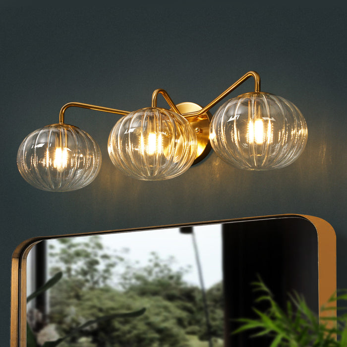 Briefbe 3-Light Brass Bathroom Vanity Light