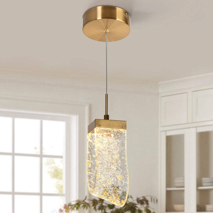 Velanya 1-Light LED Brass Pendant Light