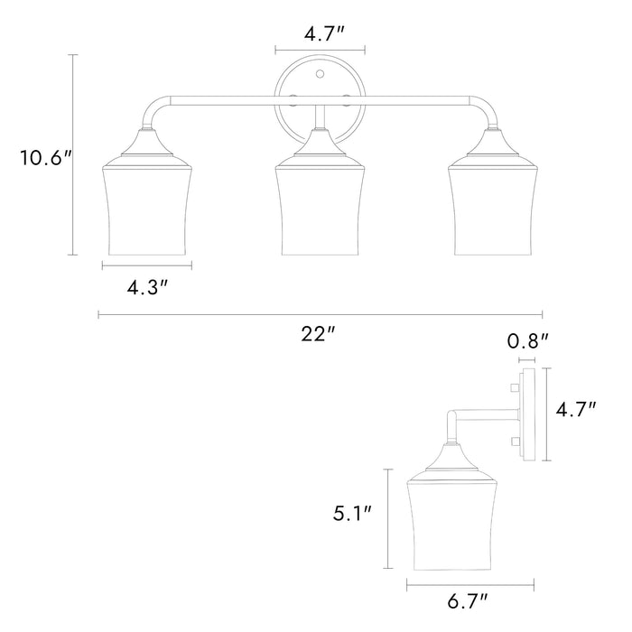 Vynther 3-Light Brass Bathroom Vanity Light