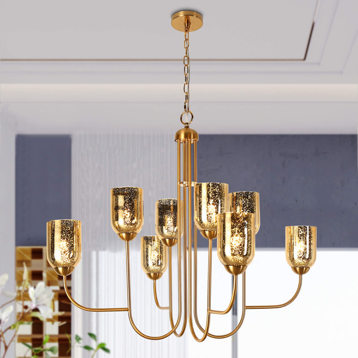 Euniect 8-Light Brass Chandelier