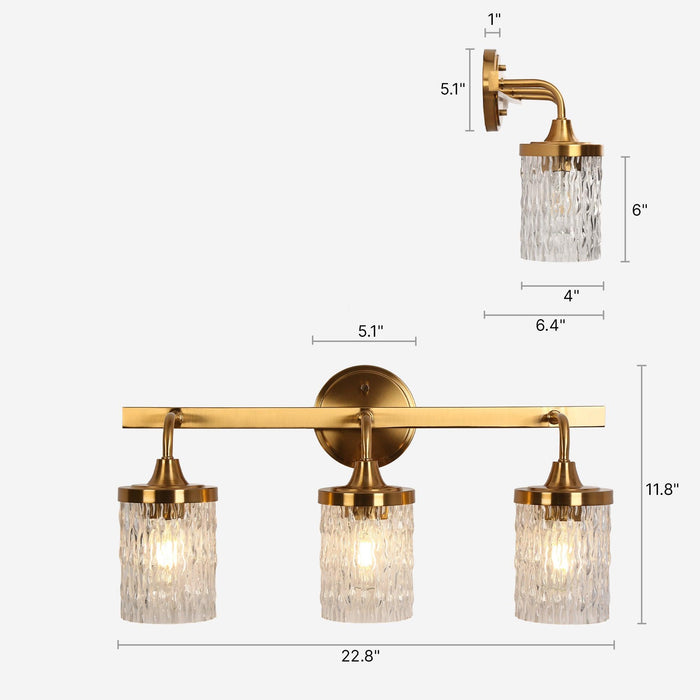 Atymoni 3-Light Brass Bathroom Vanity Light